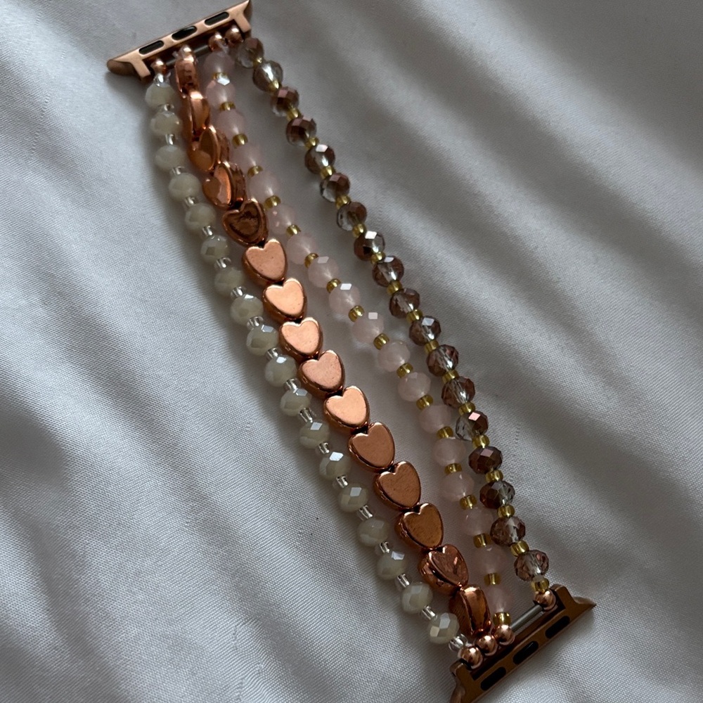 Phone watch Band gold pink tones Four bands fits Apple Watch